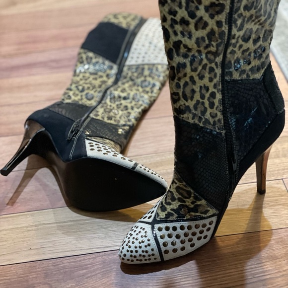 Sexy, mixed media Carlos Santana Knee High Boots - Picture 2 of 4
